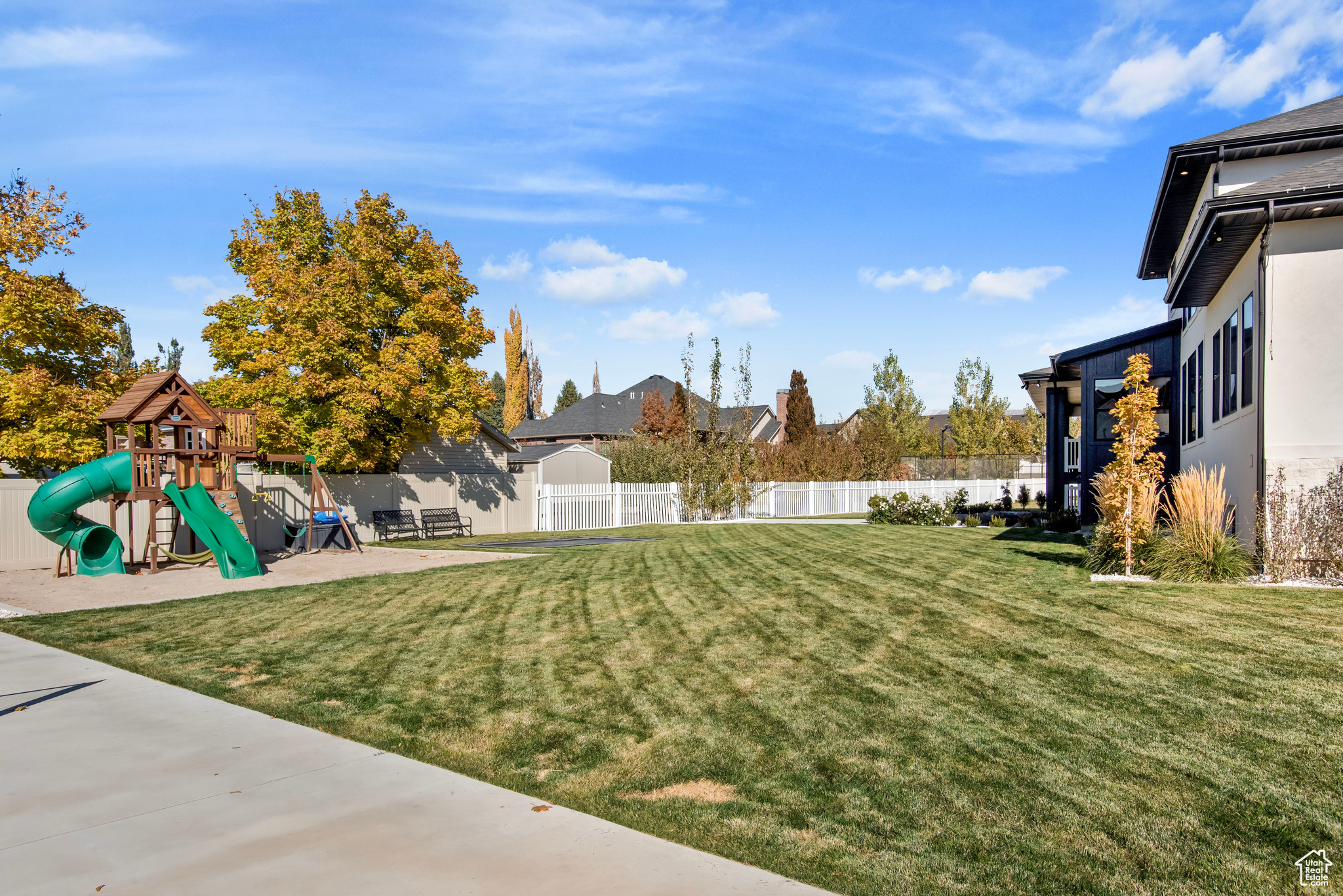 View of yard featuring a playground