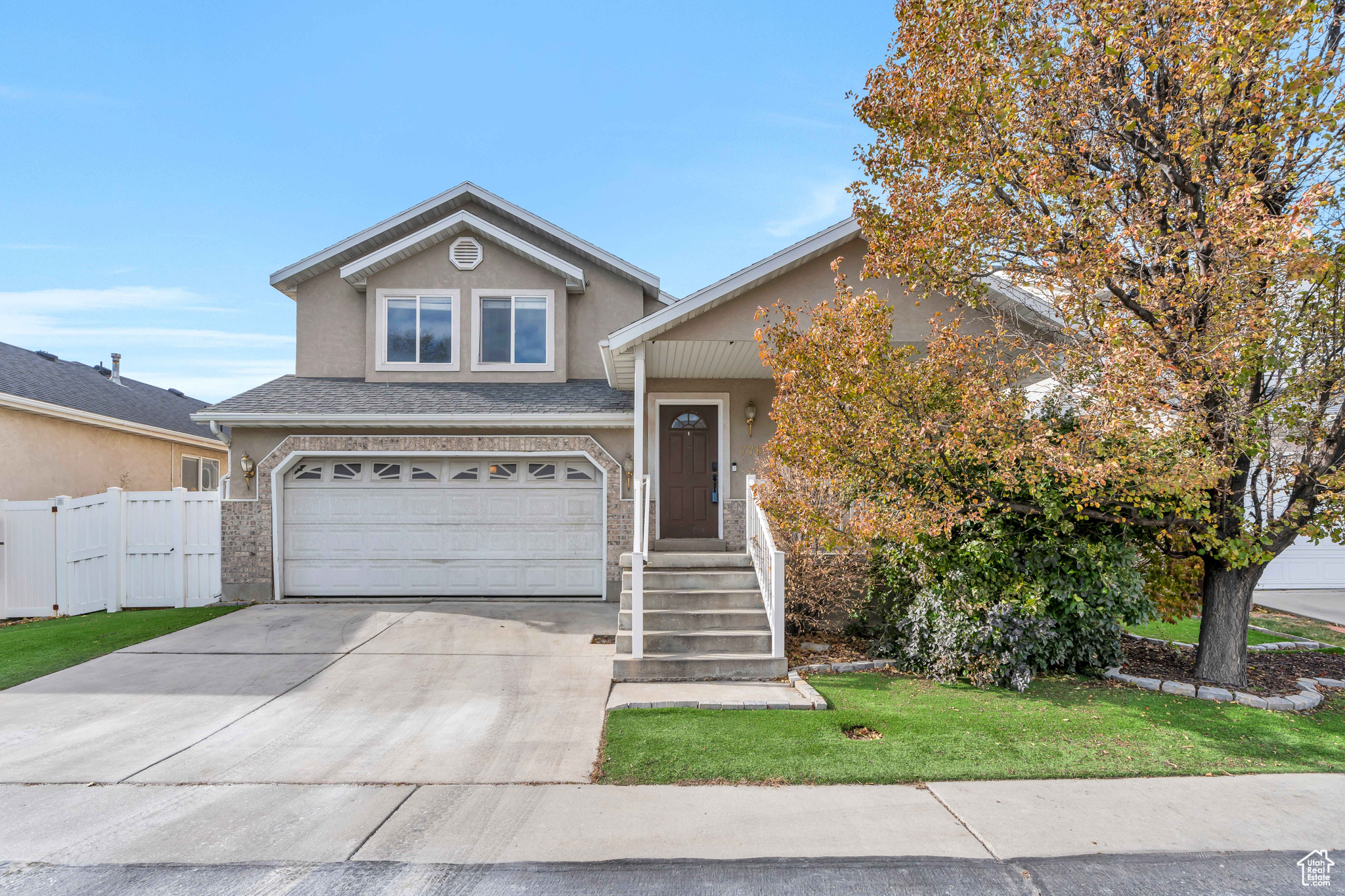 View of front of home with a garage