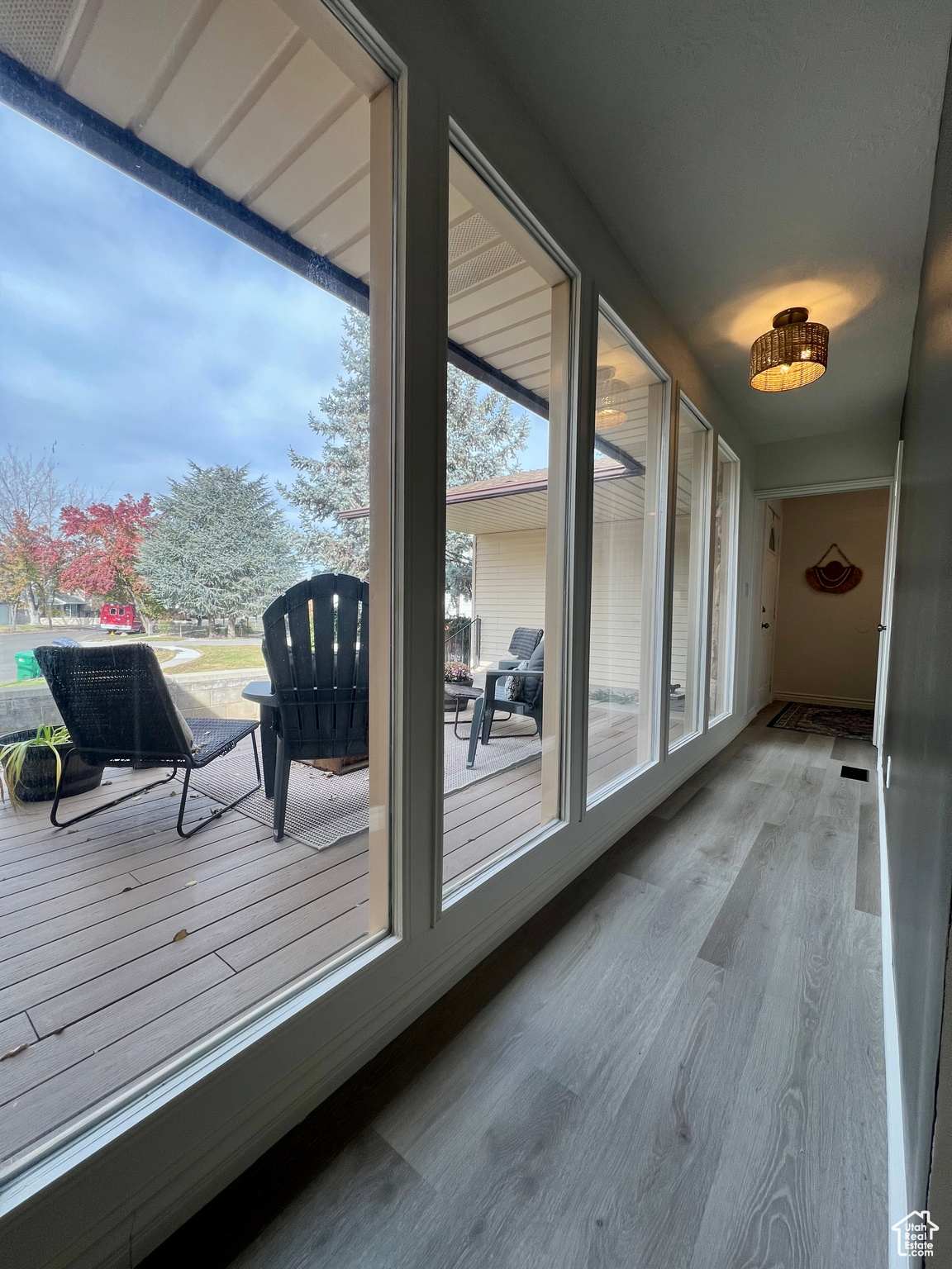 Interior space with light hardwood / wood-style flooring