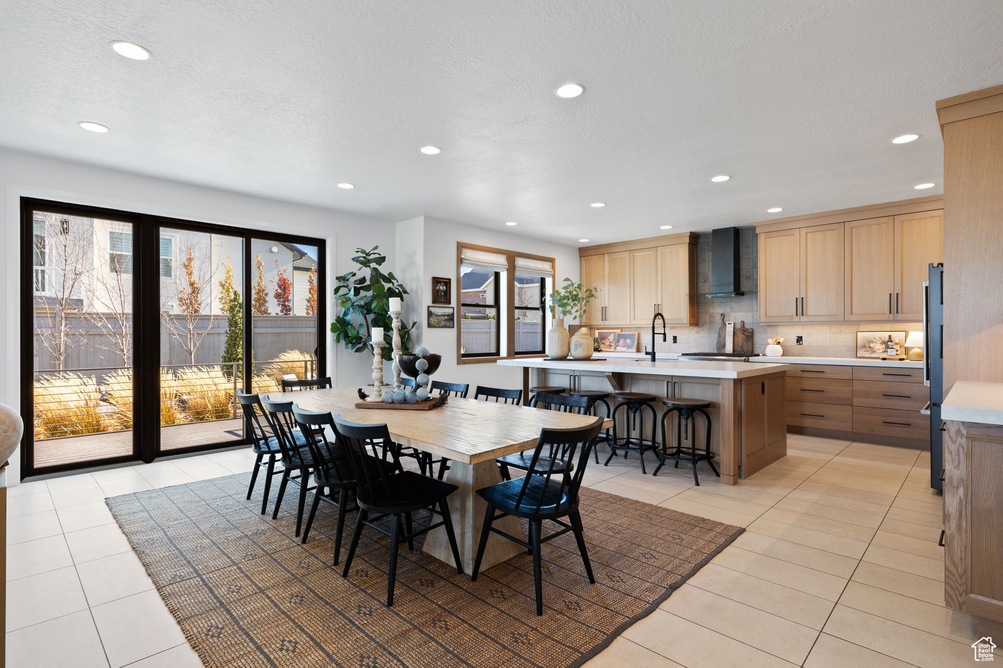 View of tiled dining area