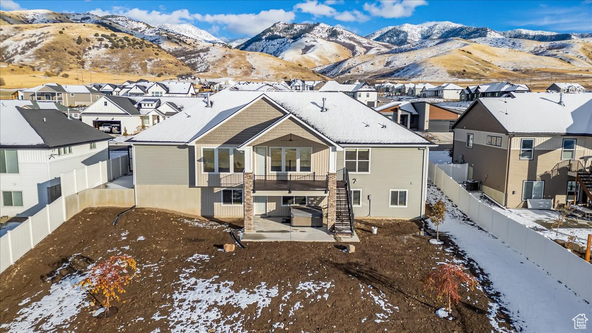 Exterior space featuring a mountain view