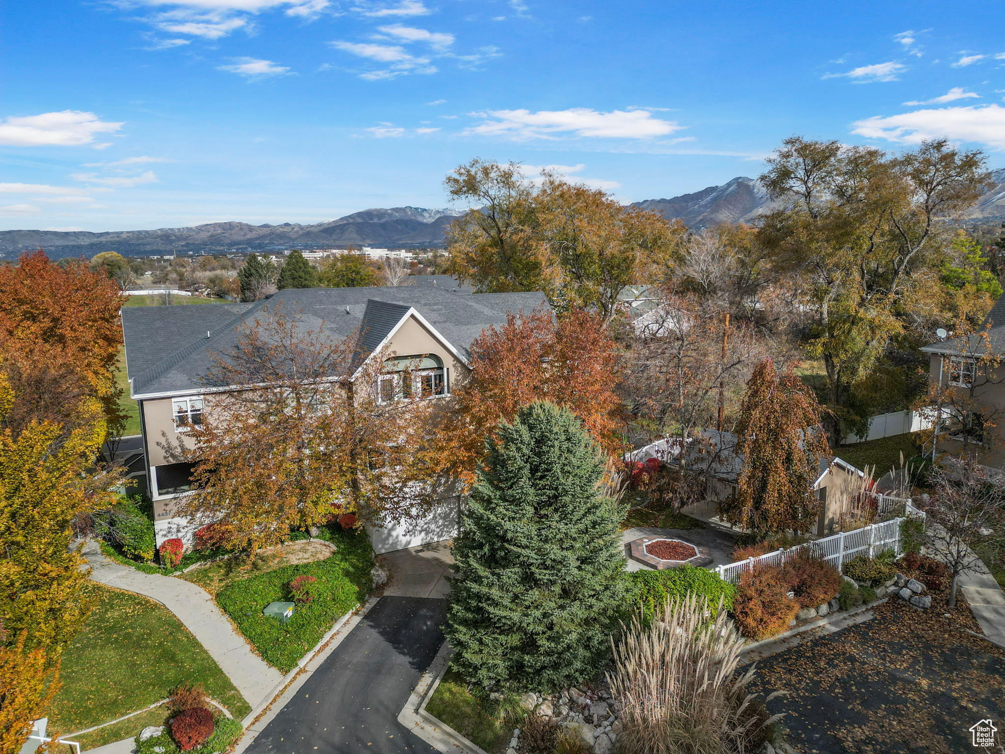 Drone / aerial view with a mountain view