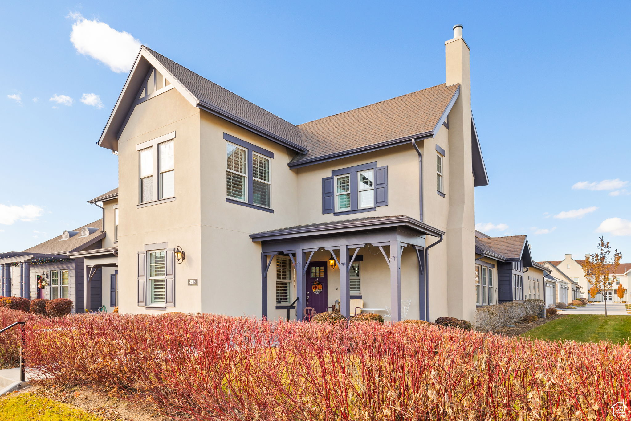 View of front of home featuring covered porch