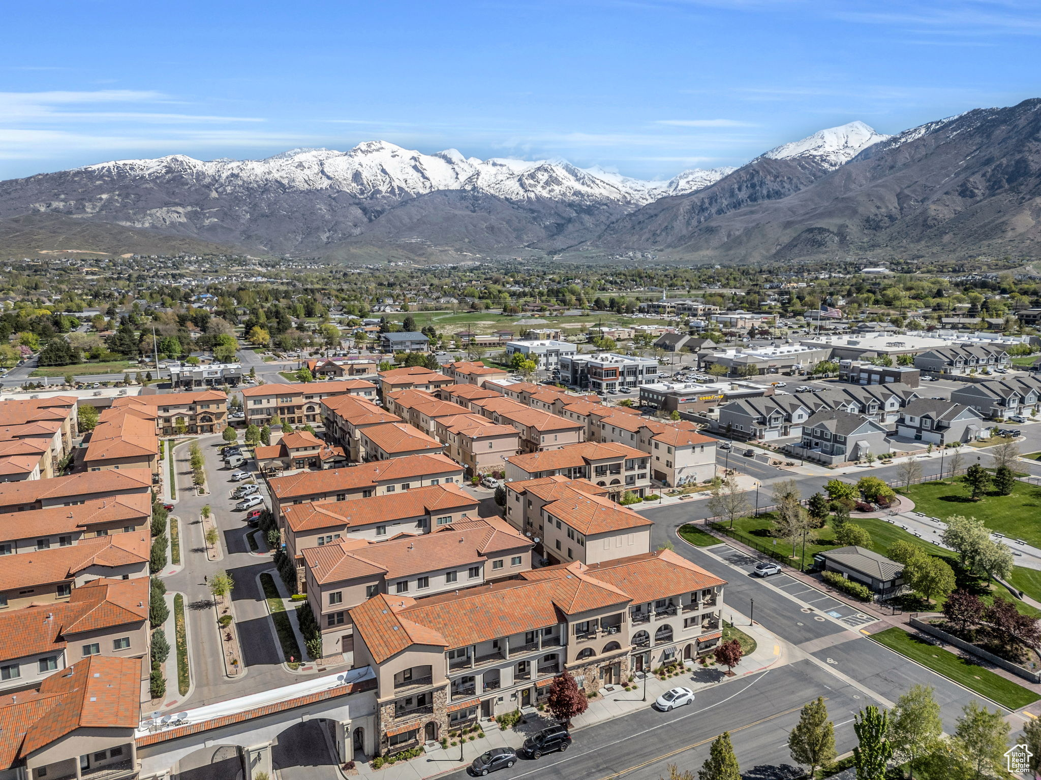 Aerial view featuring a mountain view