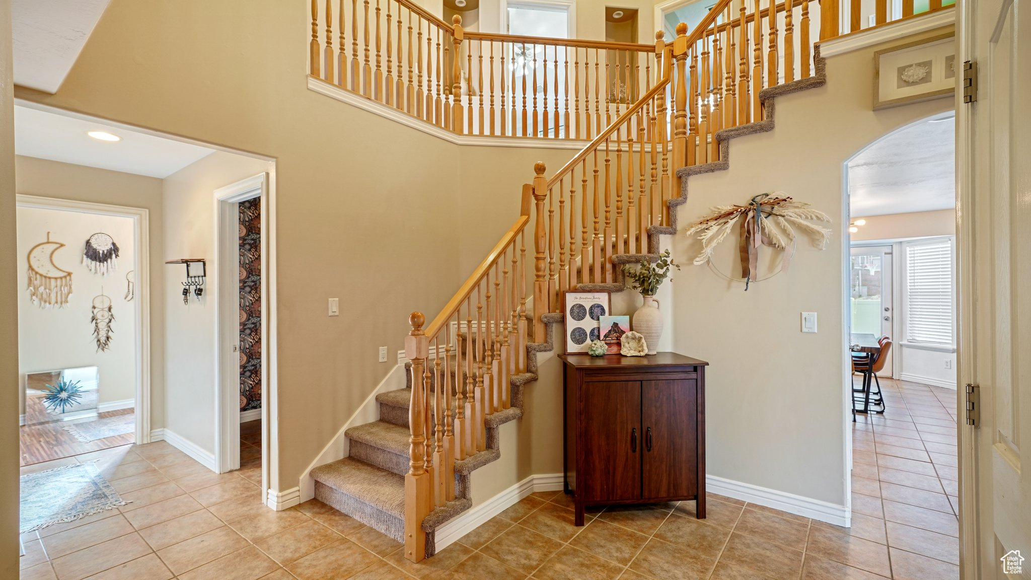 Stairway featuring tile patterned flooring