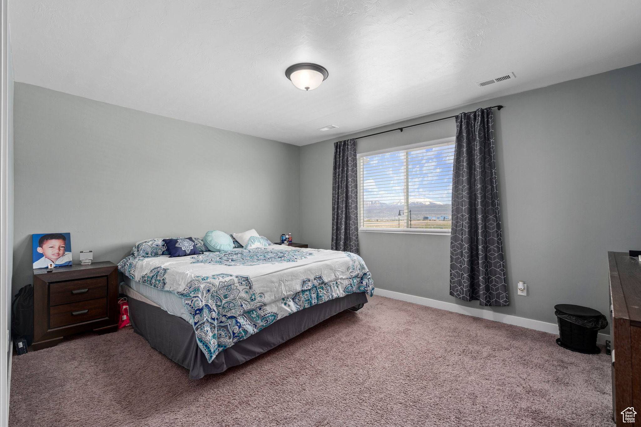 Bedroom featuring carpet