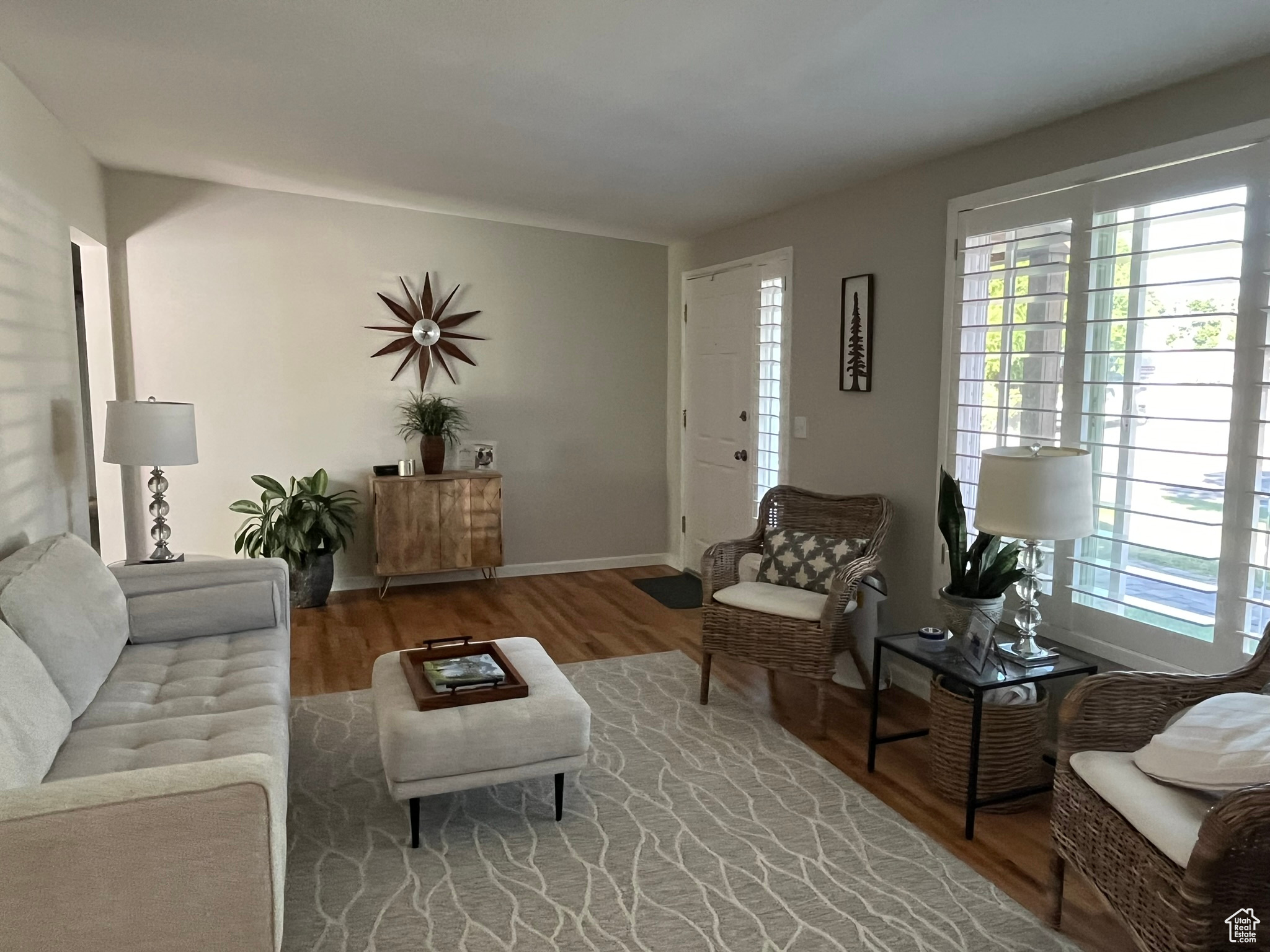 Living room featuring hardwood / wood-style flooring