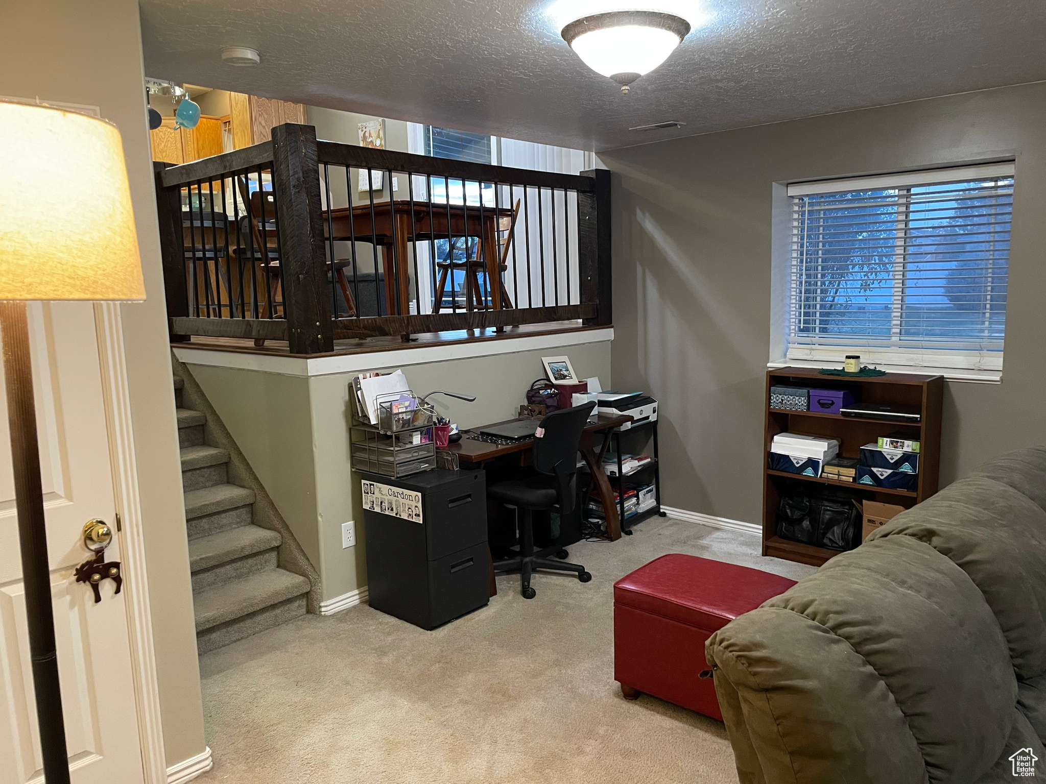 Office area with carpet floors