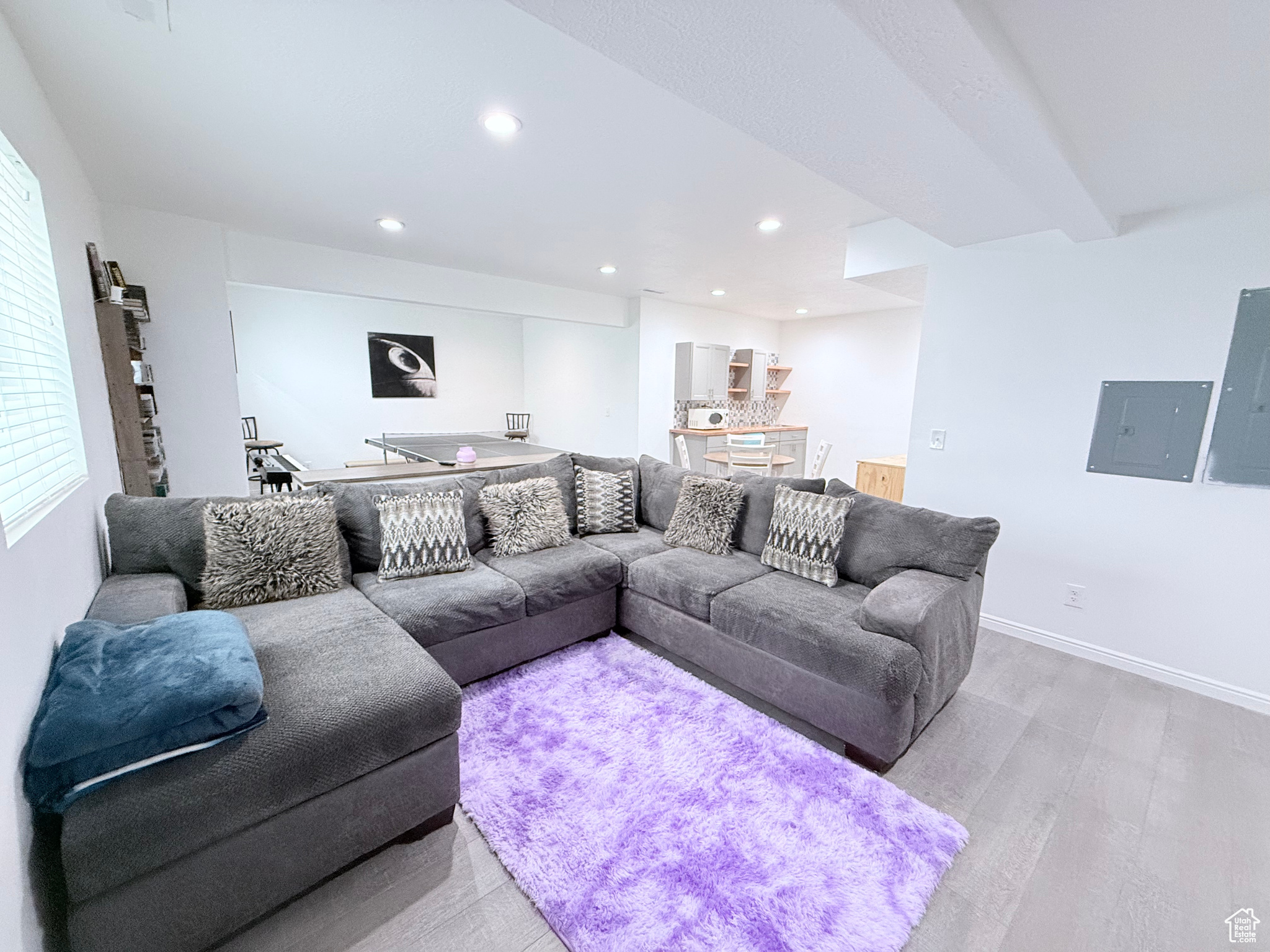 Basement Living room with lots of lighting