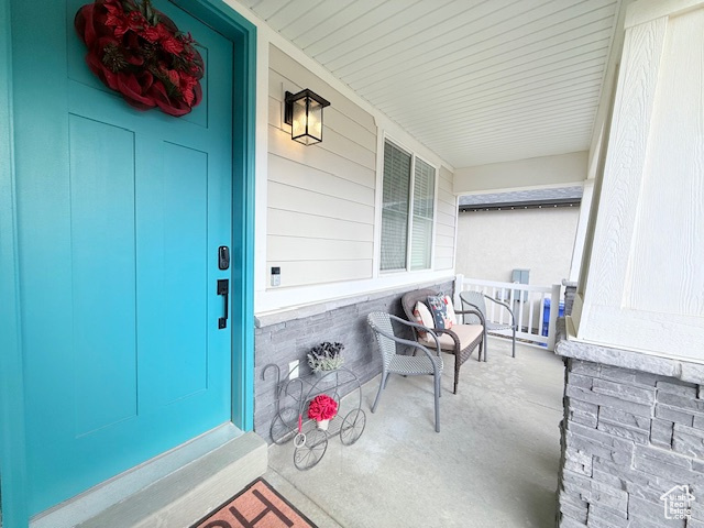 View of covered porch