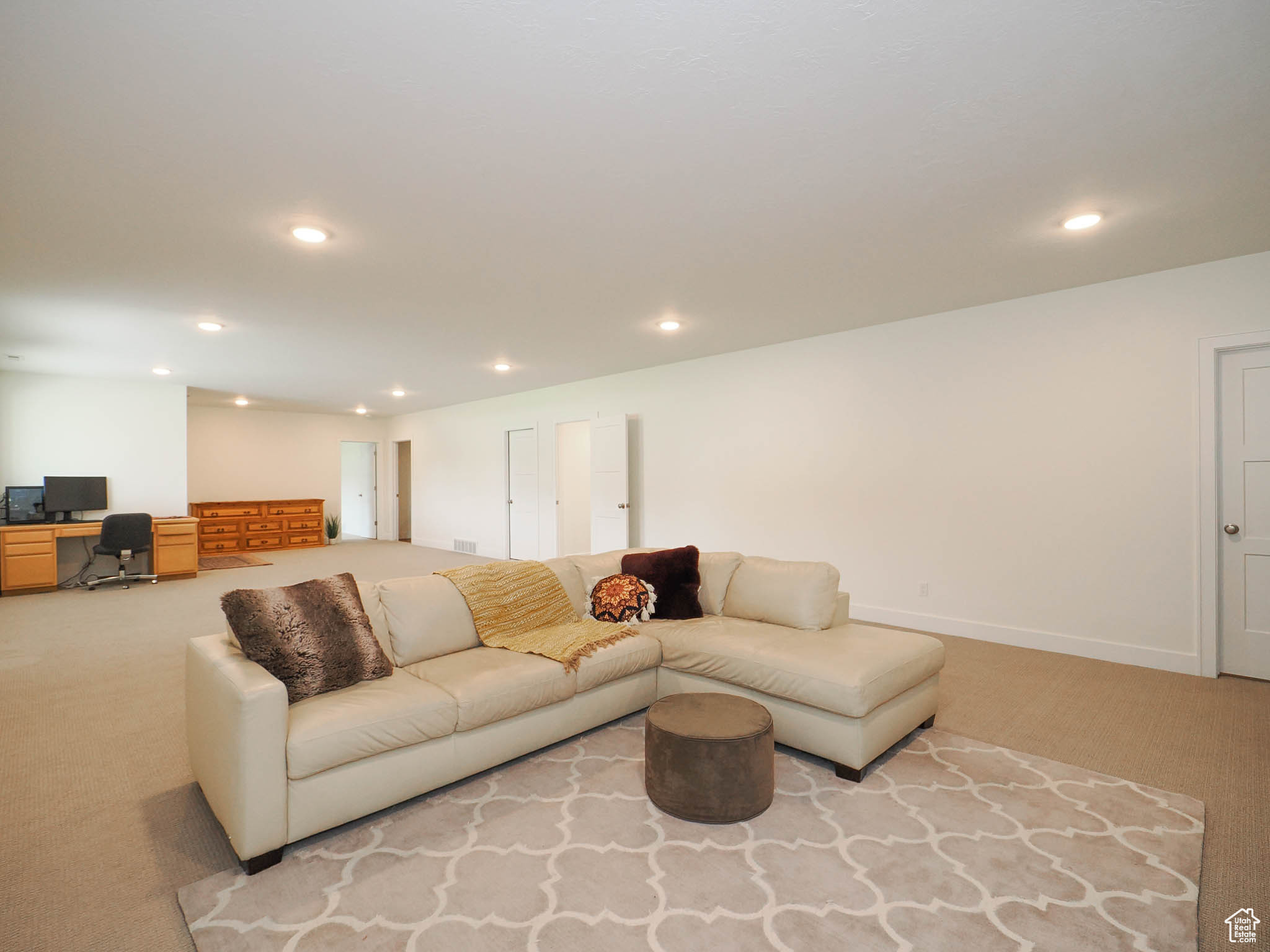 Family room in basement