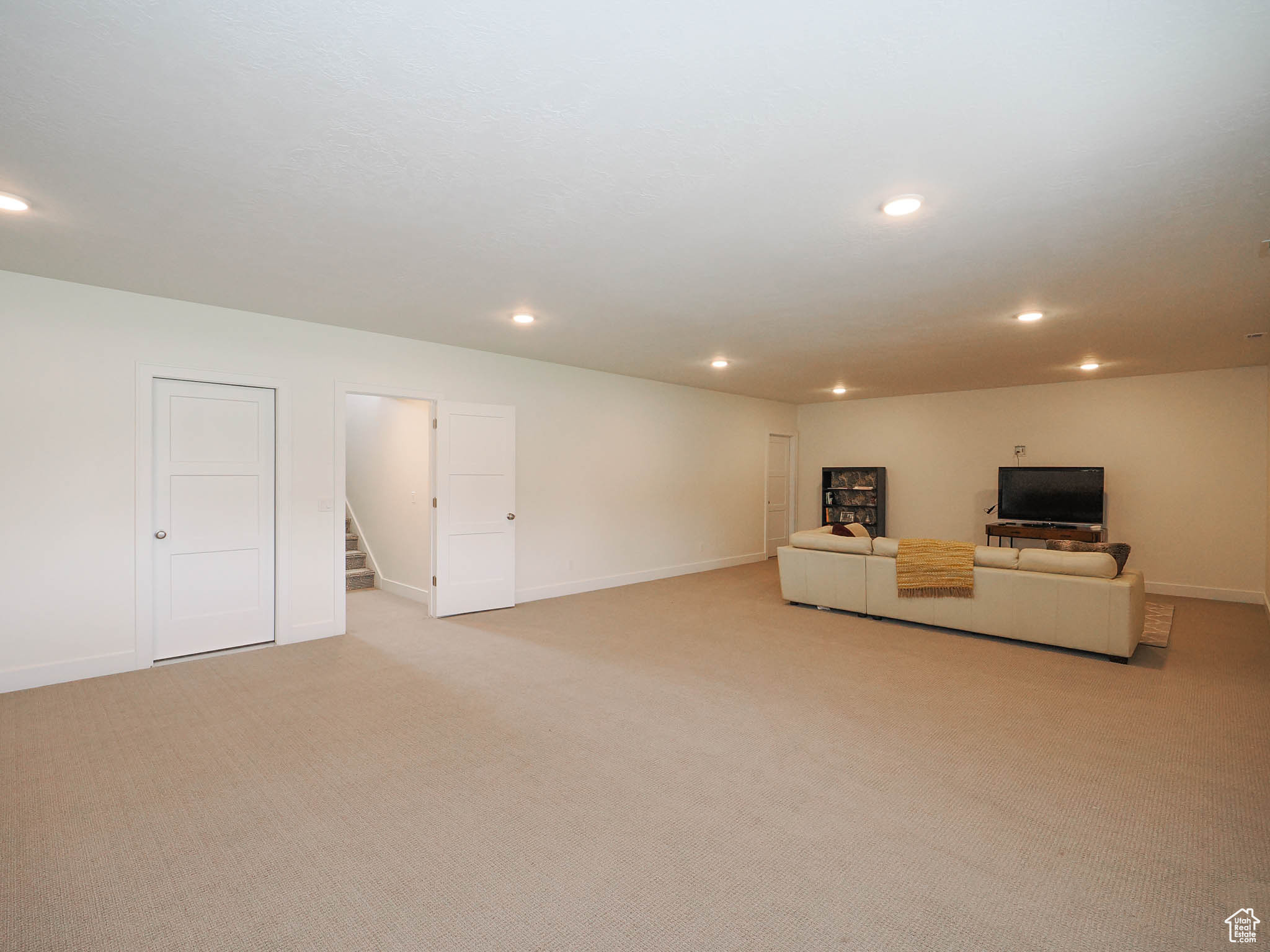 Family room in basement