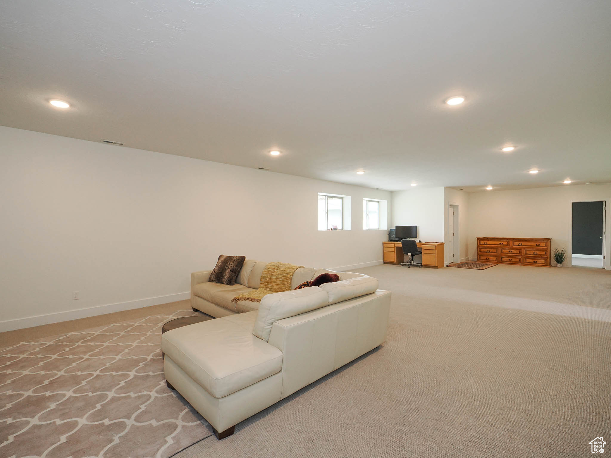 Family room in basement
