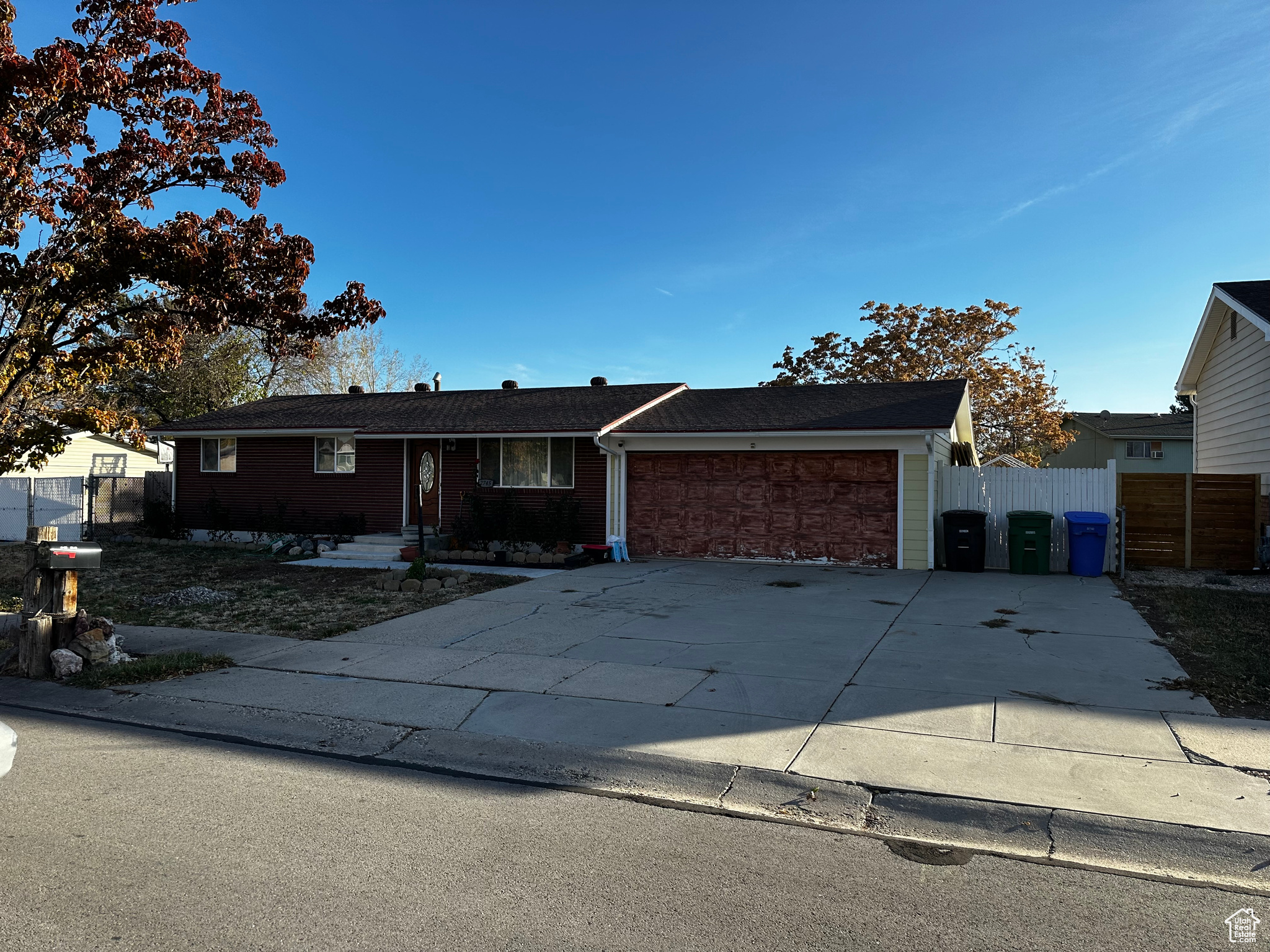 Single story home with a garage