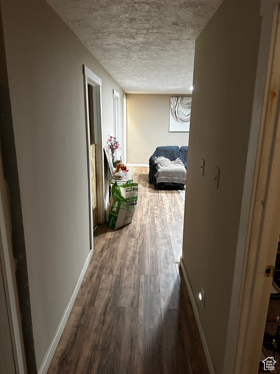 Hallway featuring dark hardwood / wood-style flooring