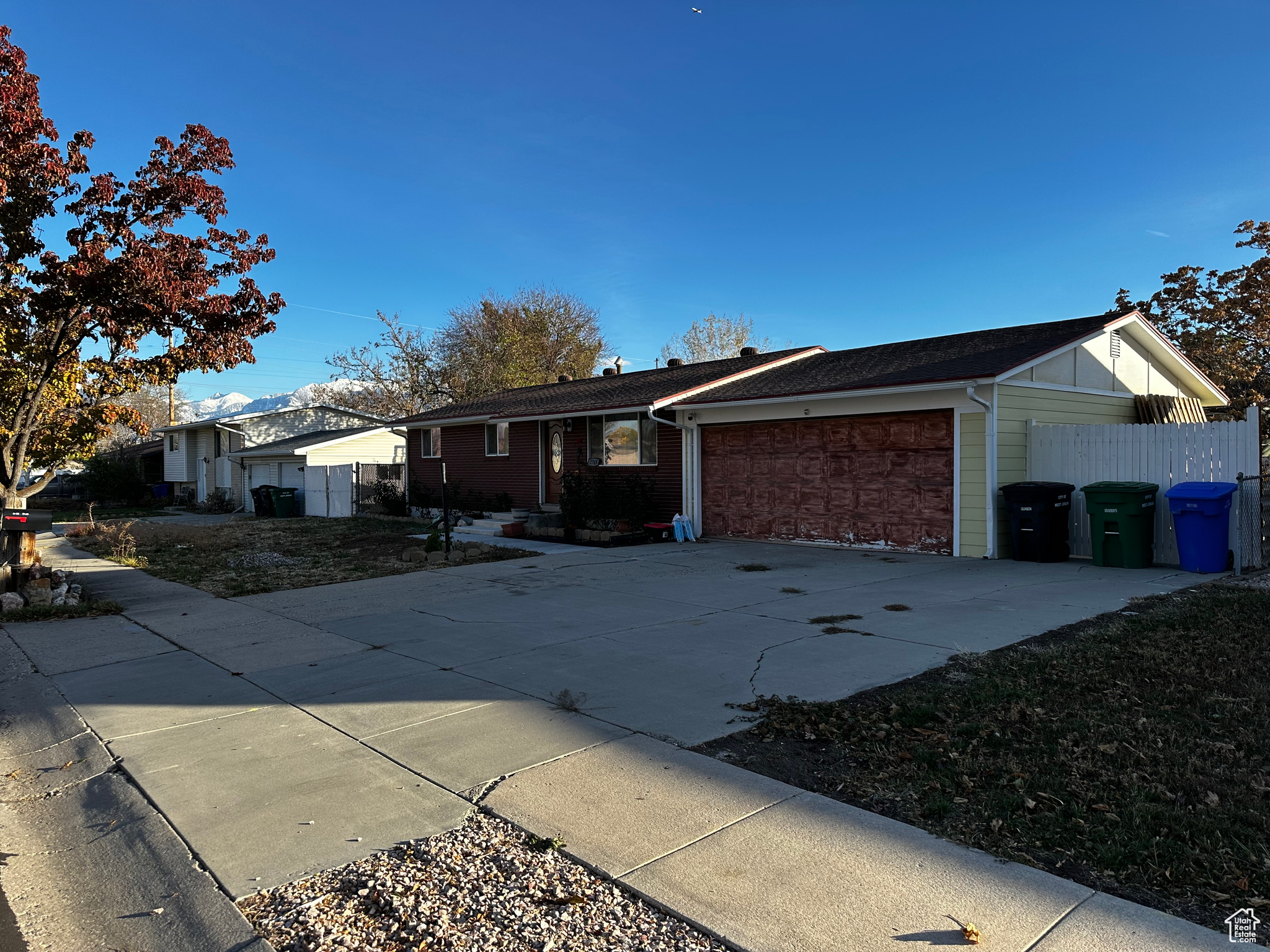 Single story home featuring a garage