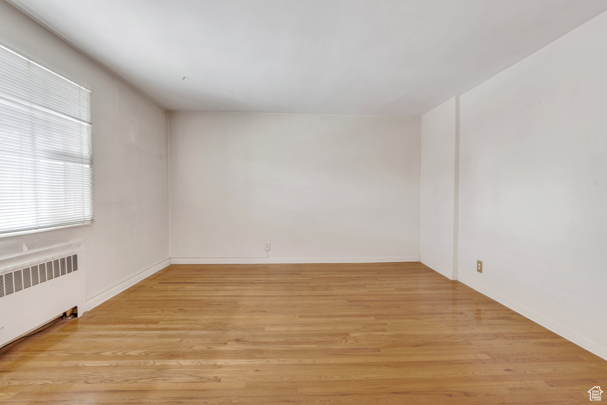 Spare room with light wood-type flooring and radiator