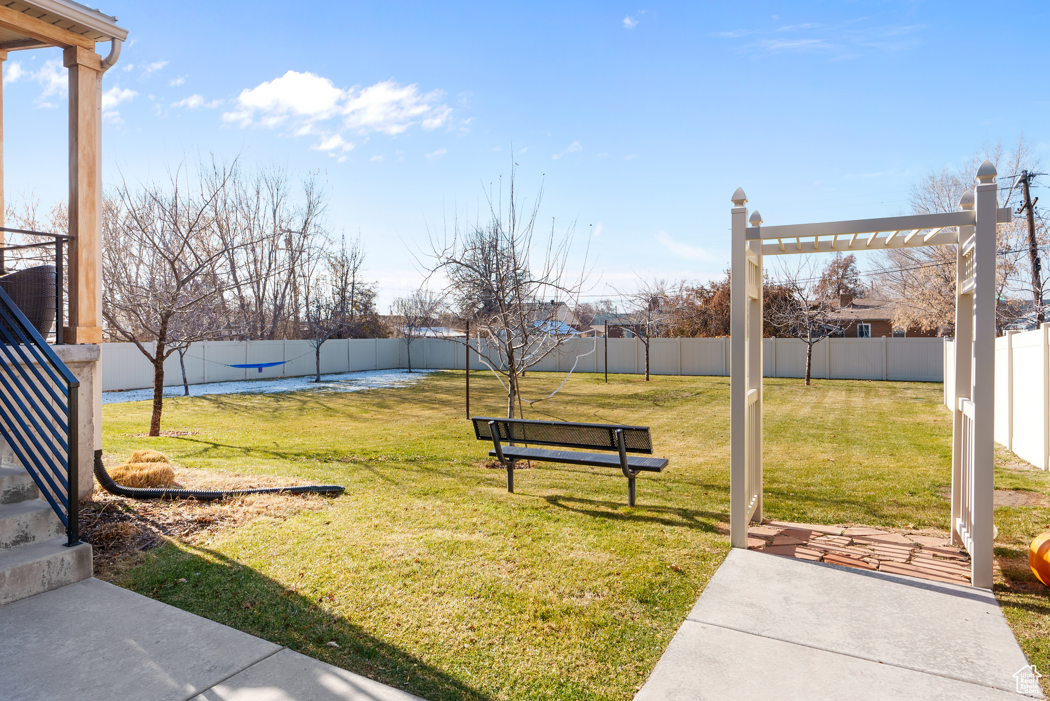 View of yard with a pergola