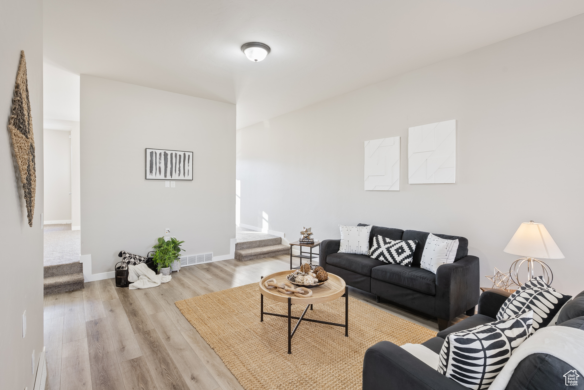 Living room featuring light hardwood / wood-style flooring