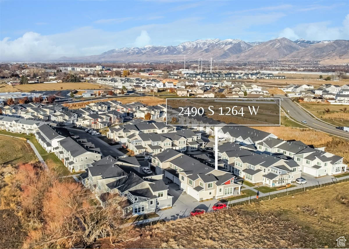 Drone / aerial view with a mountain view