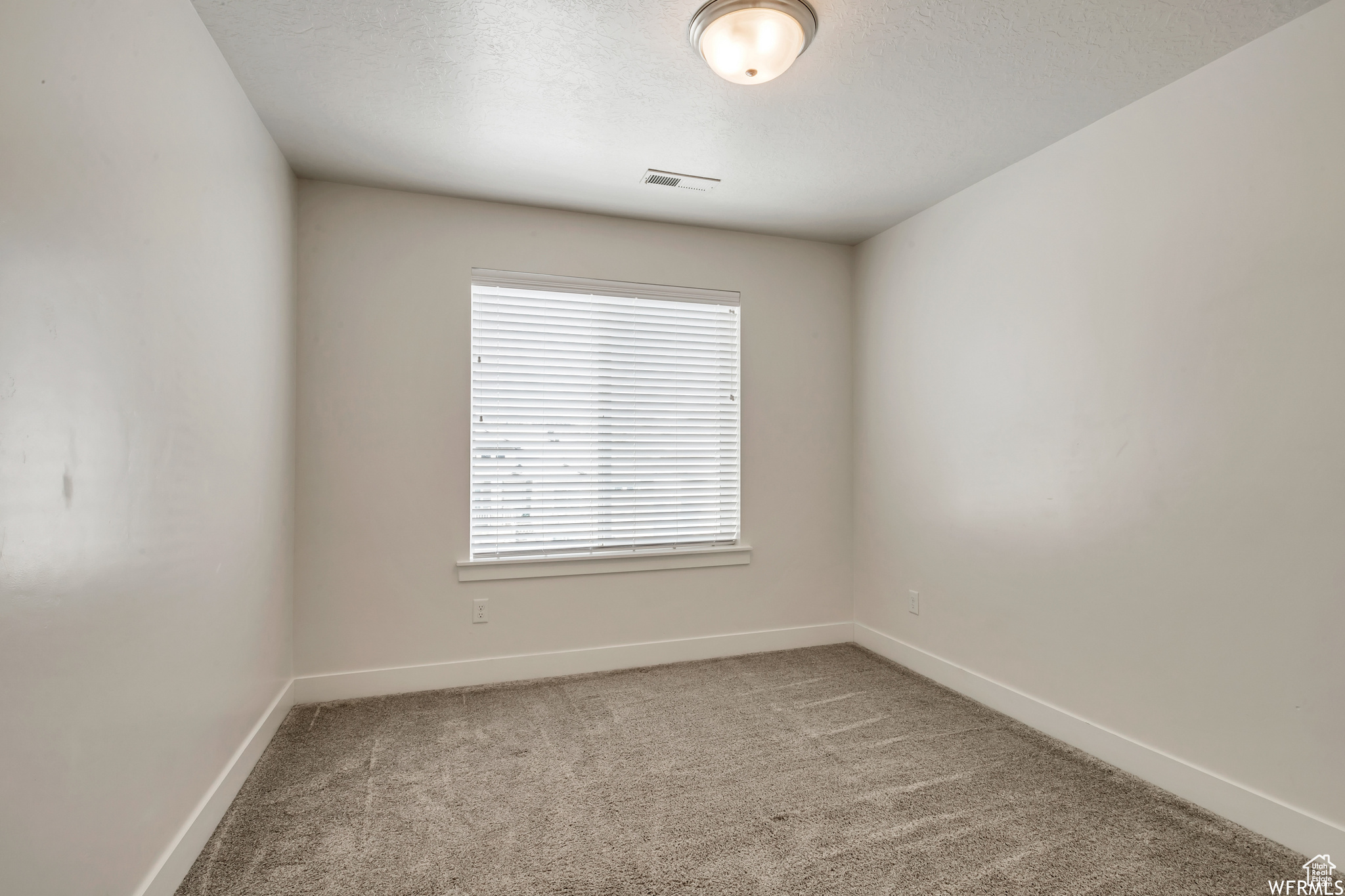 Unfurnished room featuring carpet floors and a textured ceiling