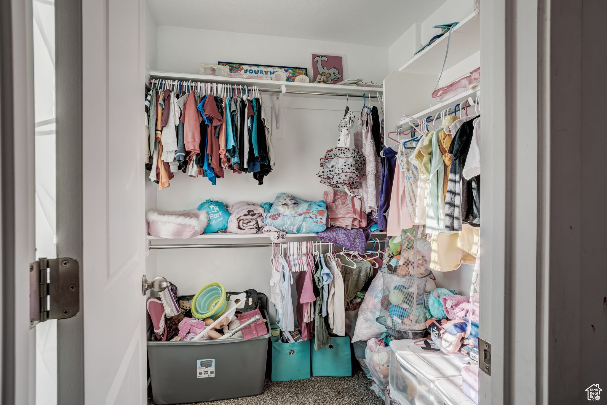 Walk in closet with carpet