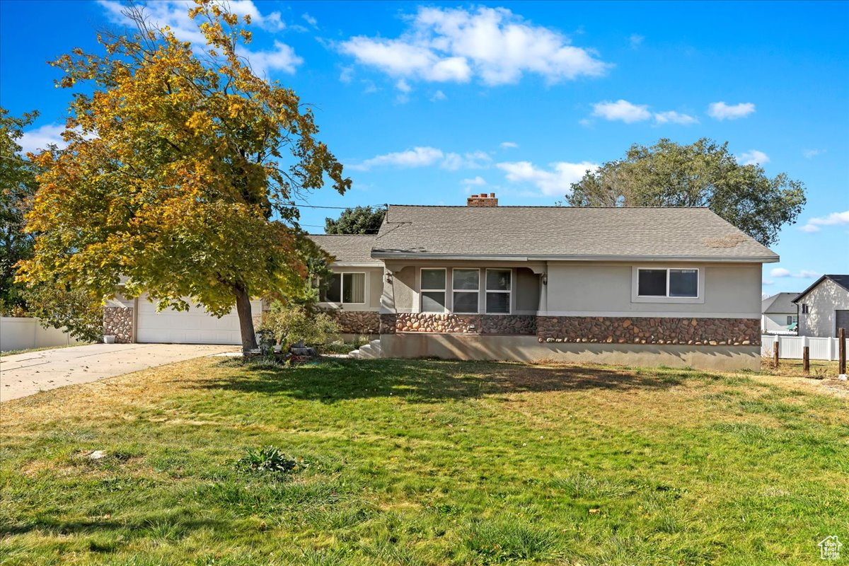 View of front of home with a front yard