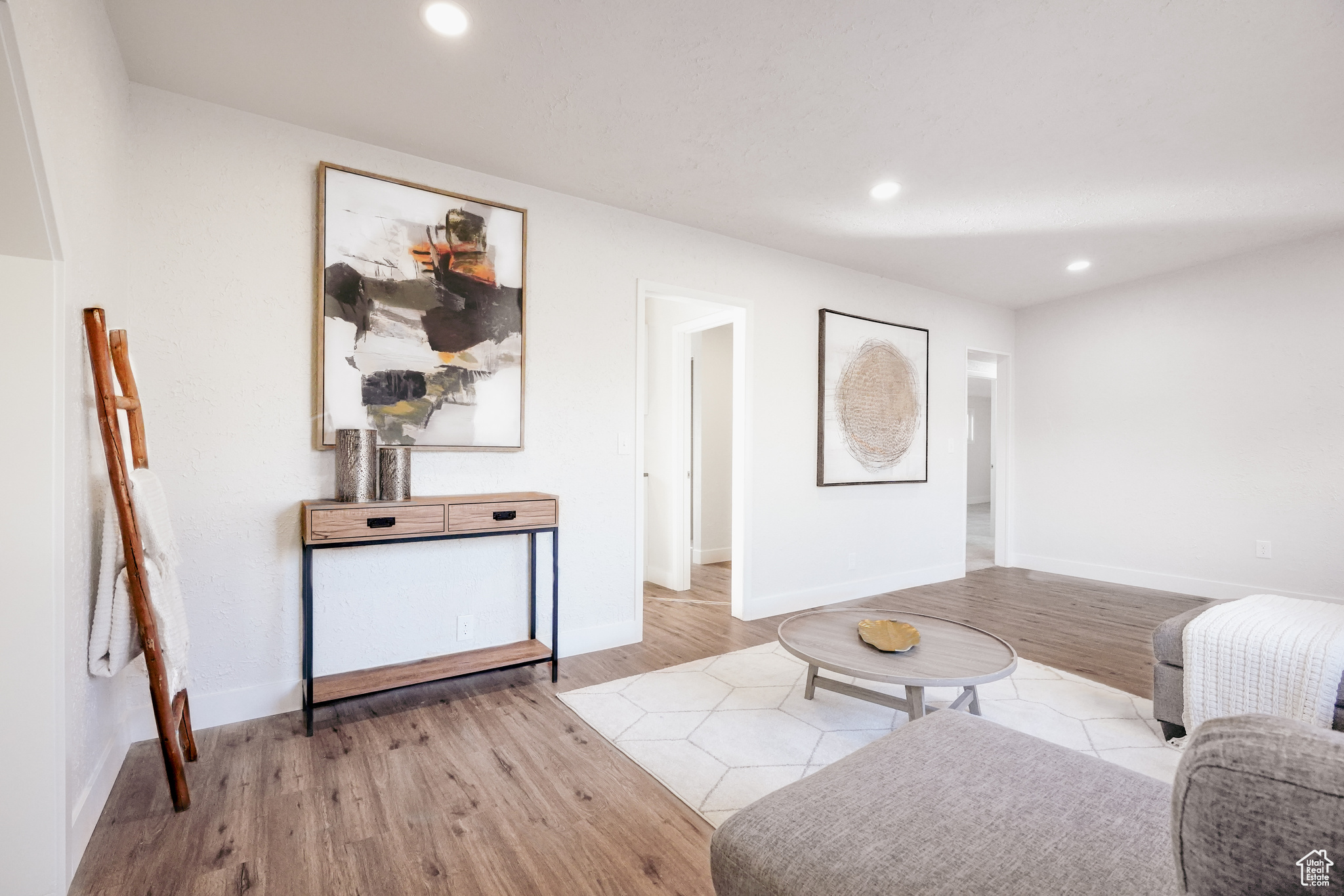 Living room featuring light wood-type flooring