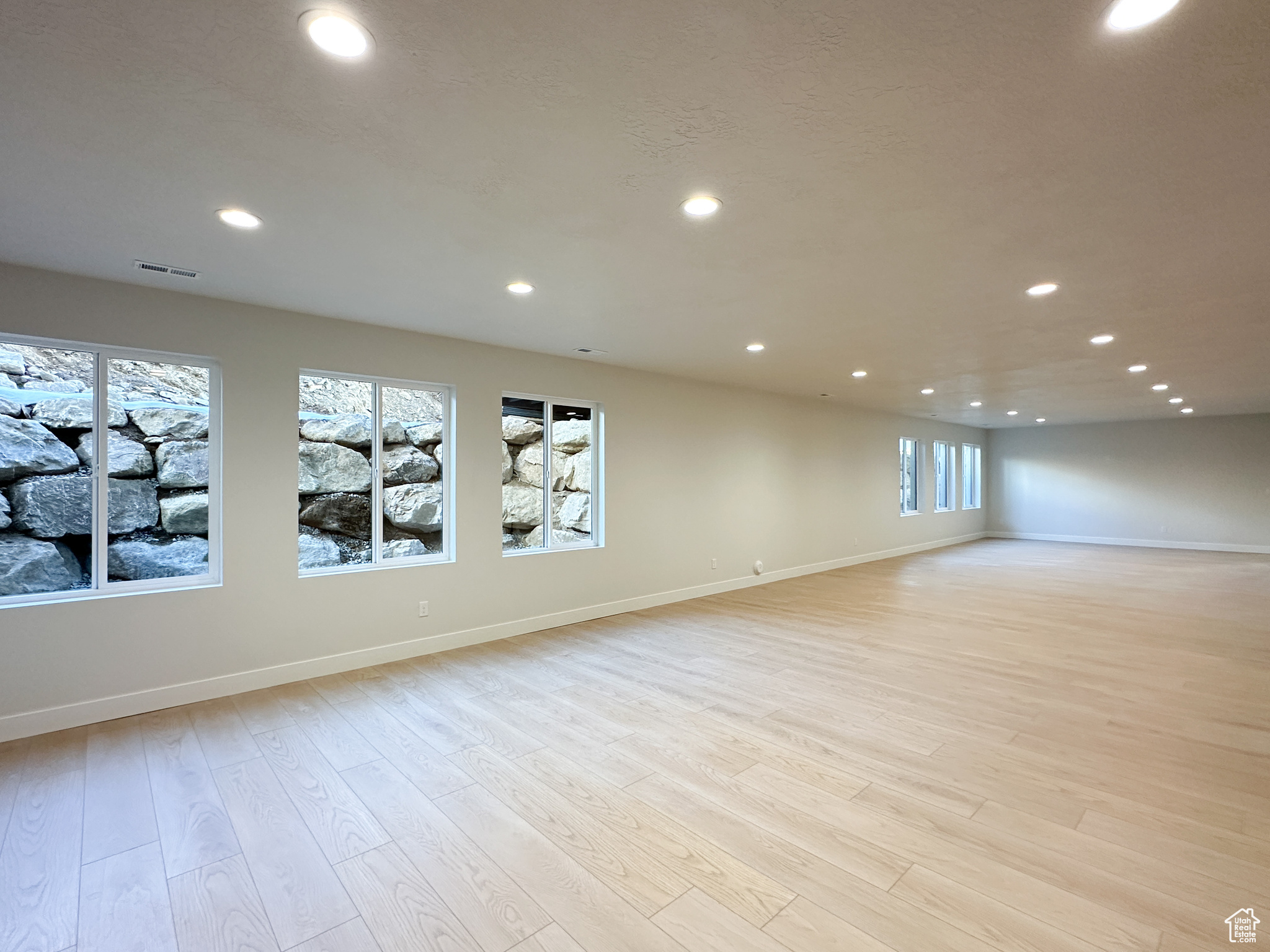 Interior space with light hardwood / wood-style floors