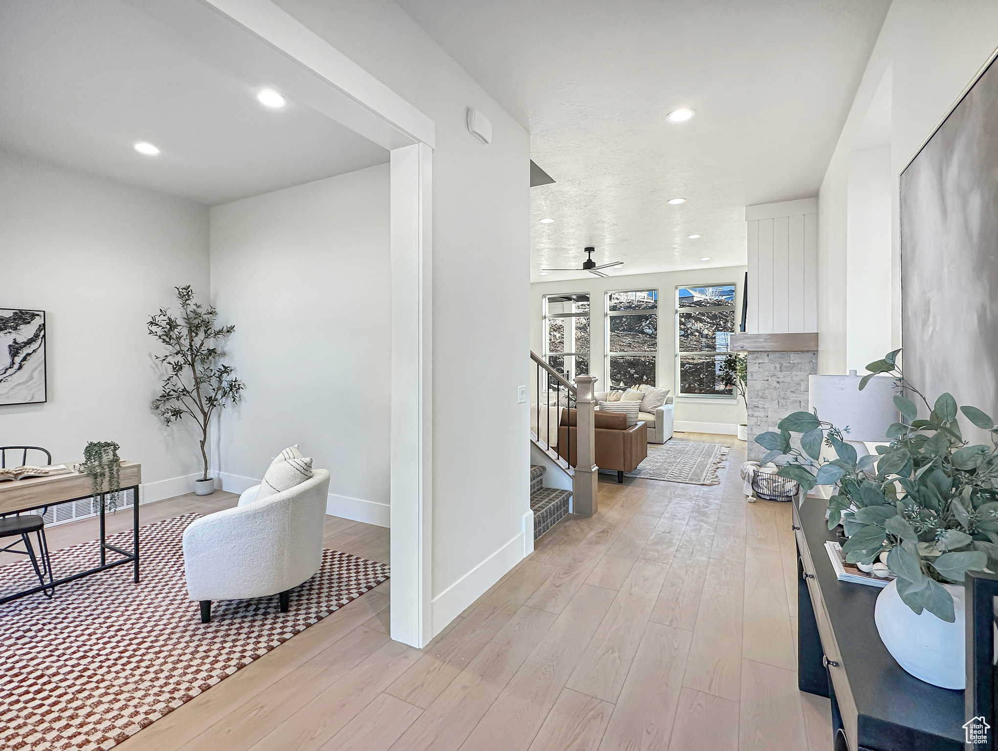 Hallway featuring light wood-type flooring