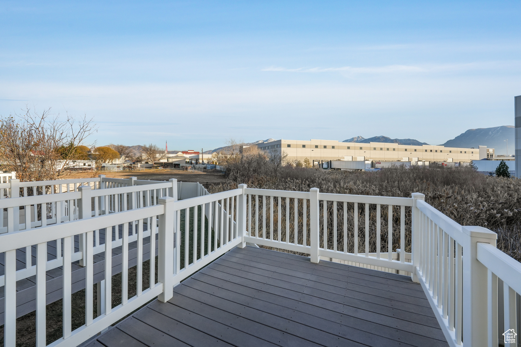 Deck featuring a mountain view