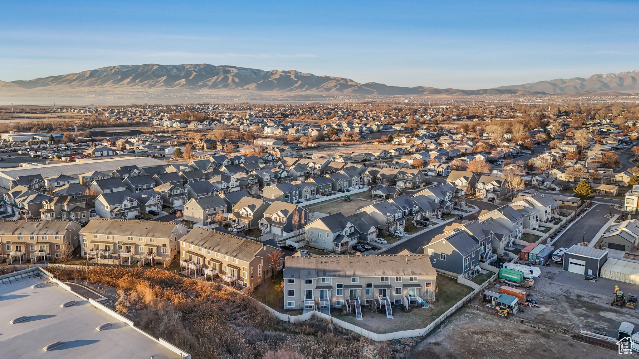 Aerial view featuring a mountain view