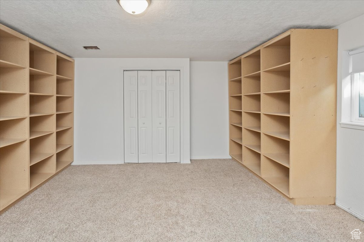 Basement bedroom - currently has lots of shelves