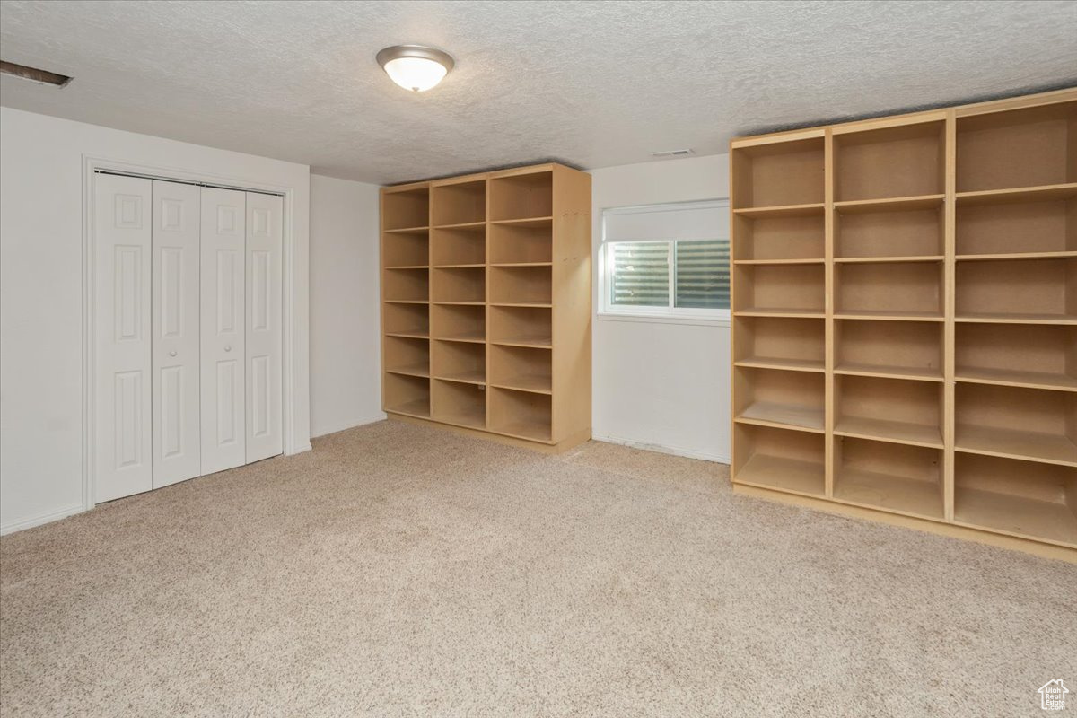 Basement bedroom - currently has lots of shelves