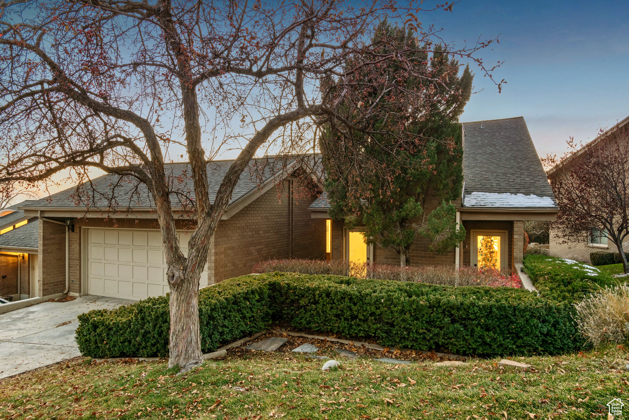 View of front of home with a garage