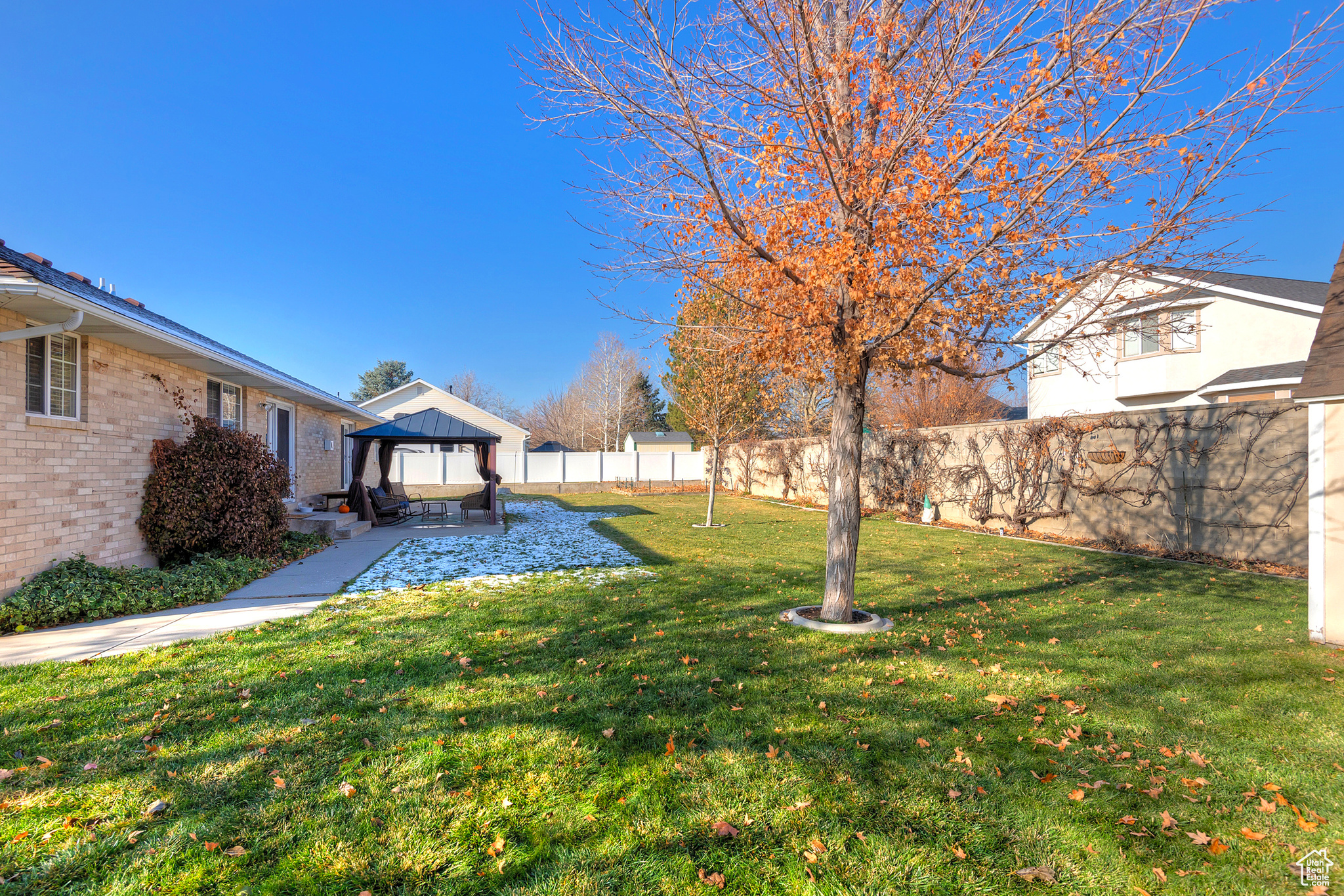 View of yard with a gazebo