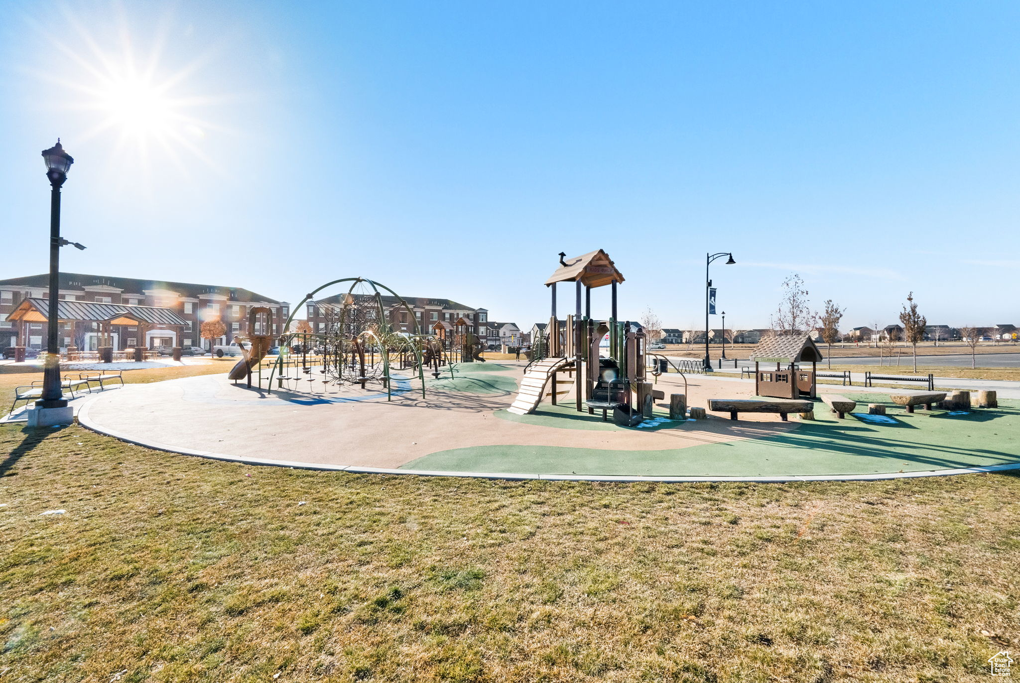 View of jungle gym featuring a yard