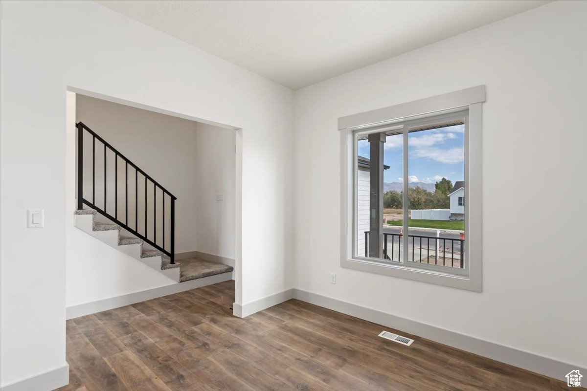 Foyer entrance featuring dark hardwood / wood-style flooring