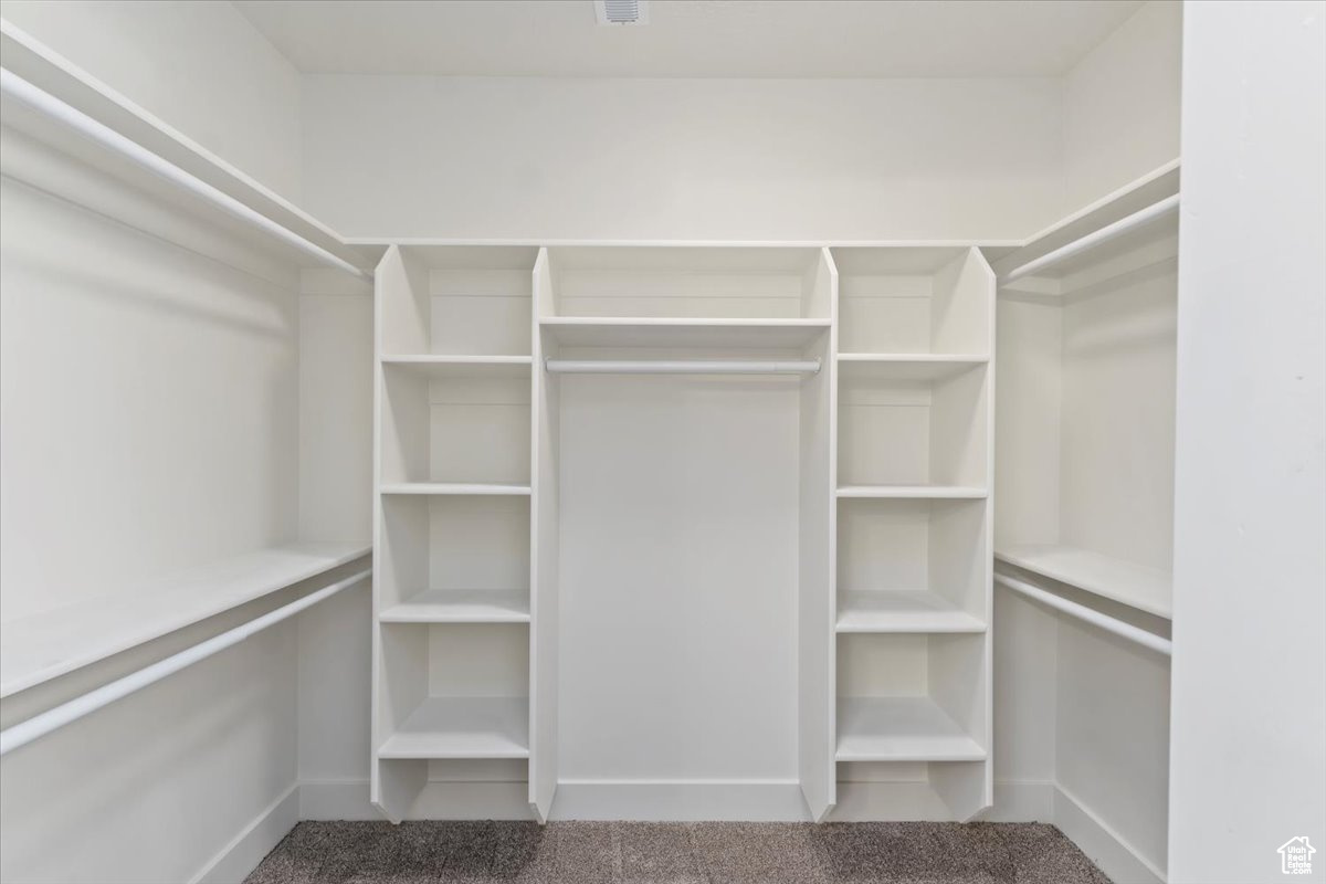 Spacious closet with carpet flooring