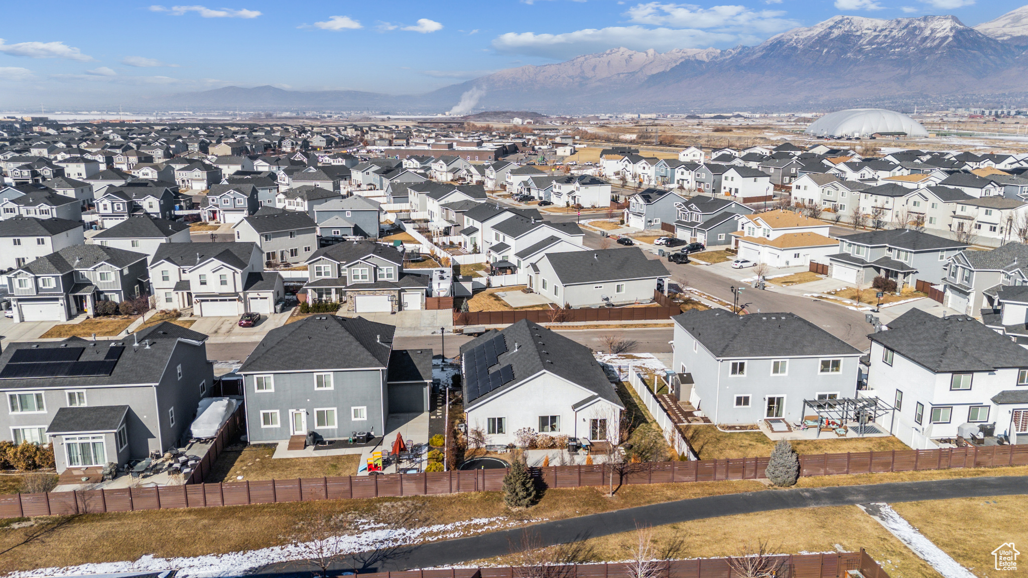 Drone / aerial view with a mountain view