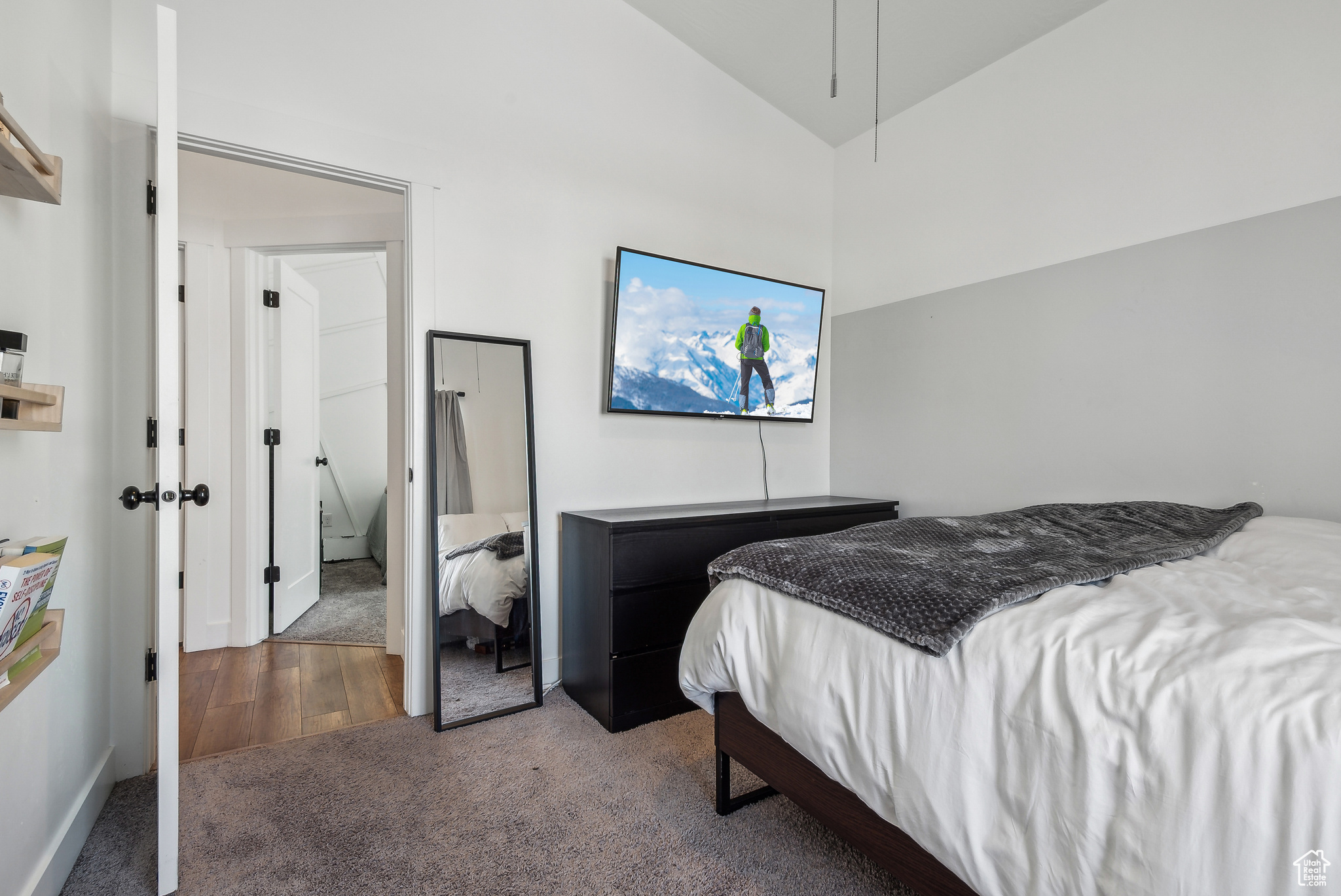 Bedroom with carpet floors