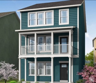 Rendering View of front facade with a balcony