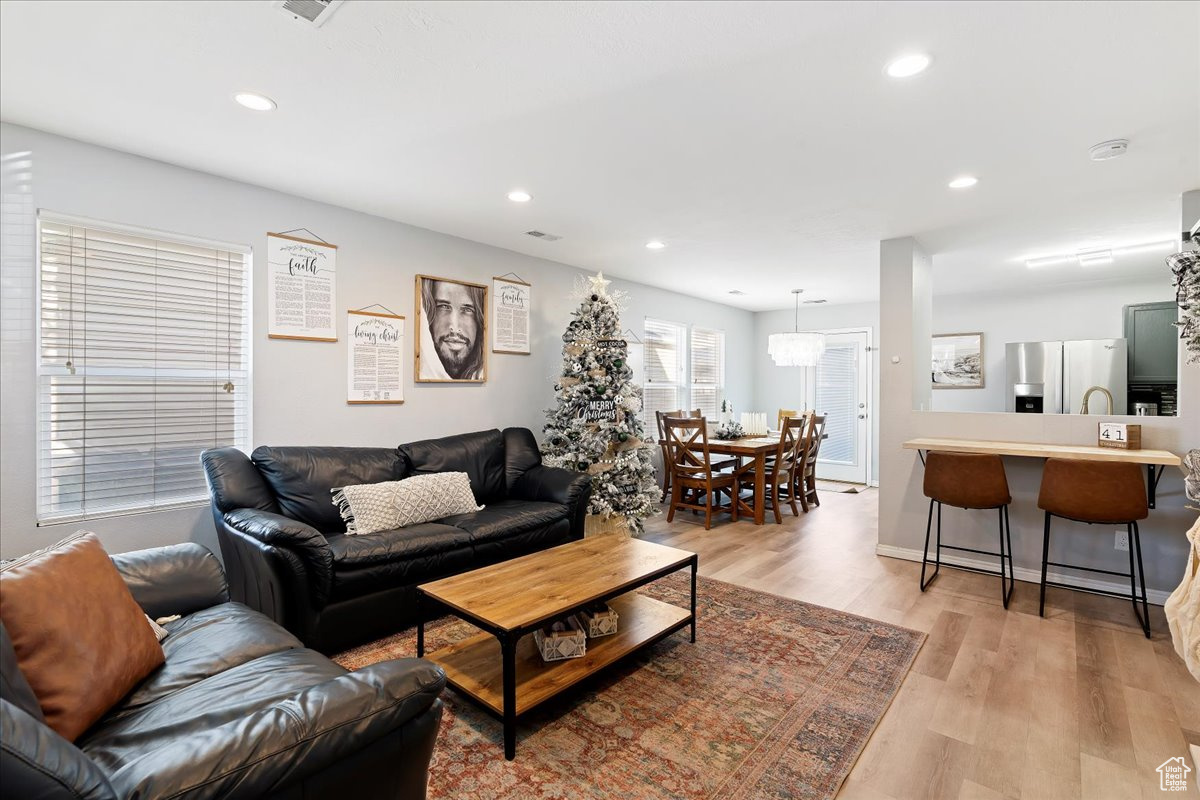 Living room featuring light hardwood / wood-style floors