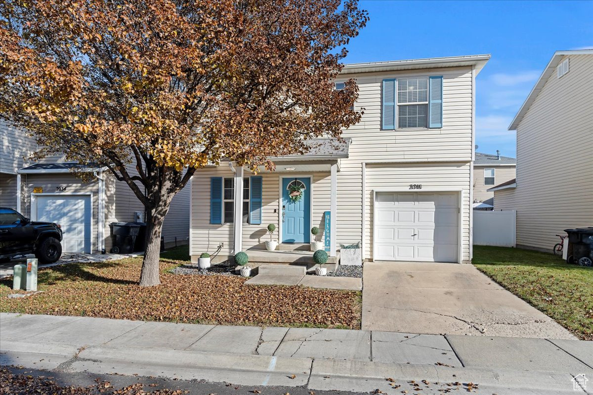 Front facade with a garage