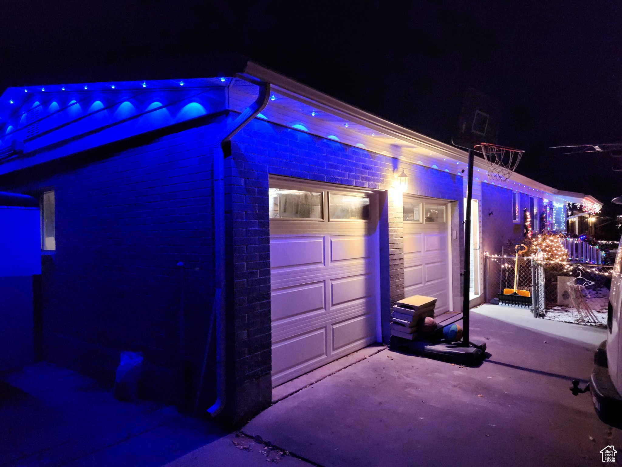 Exterior space with a garage