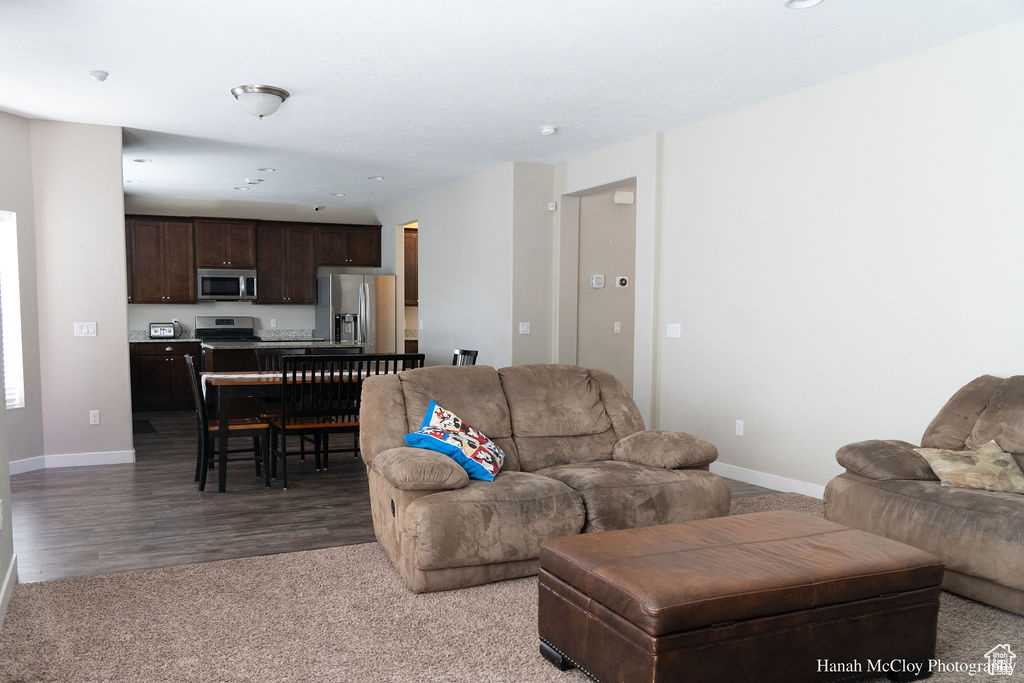 Living room featuring hardwood / wood-style flooring