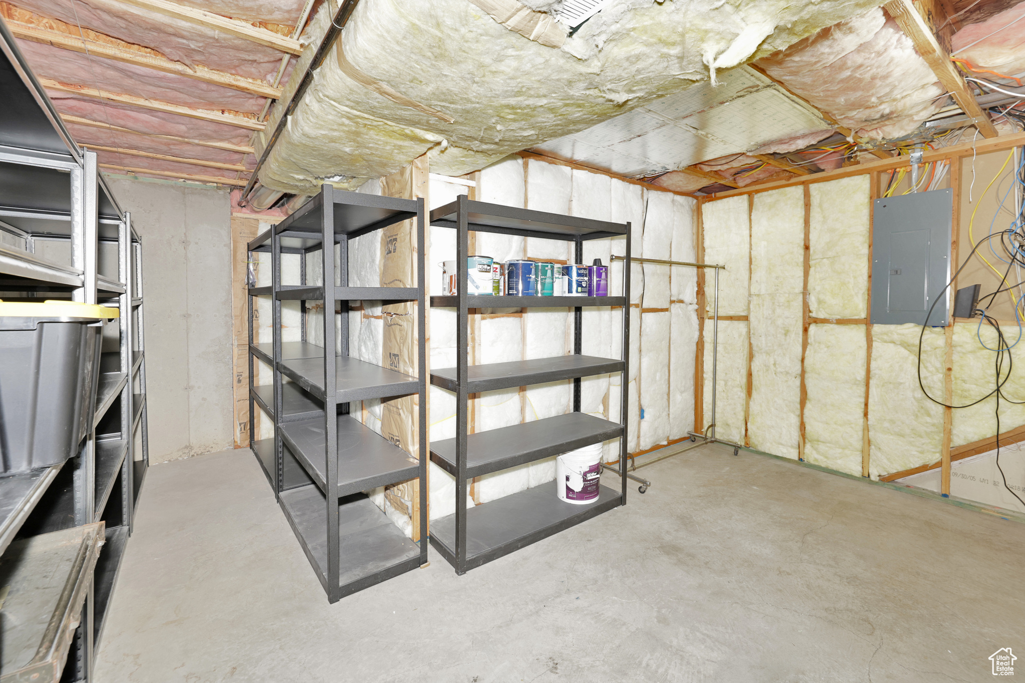 Basement with electric panel