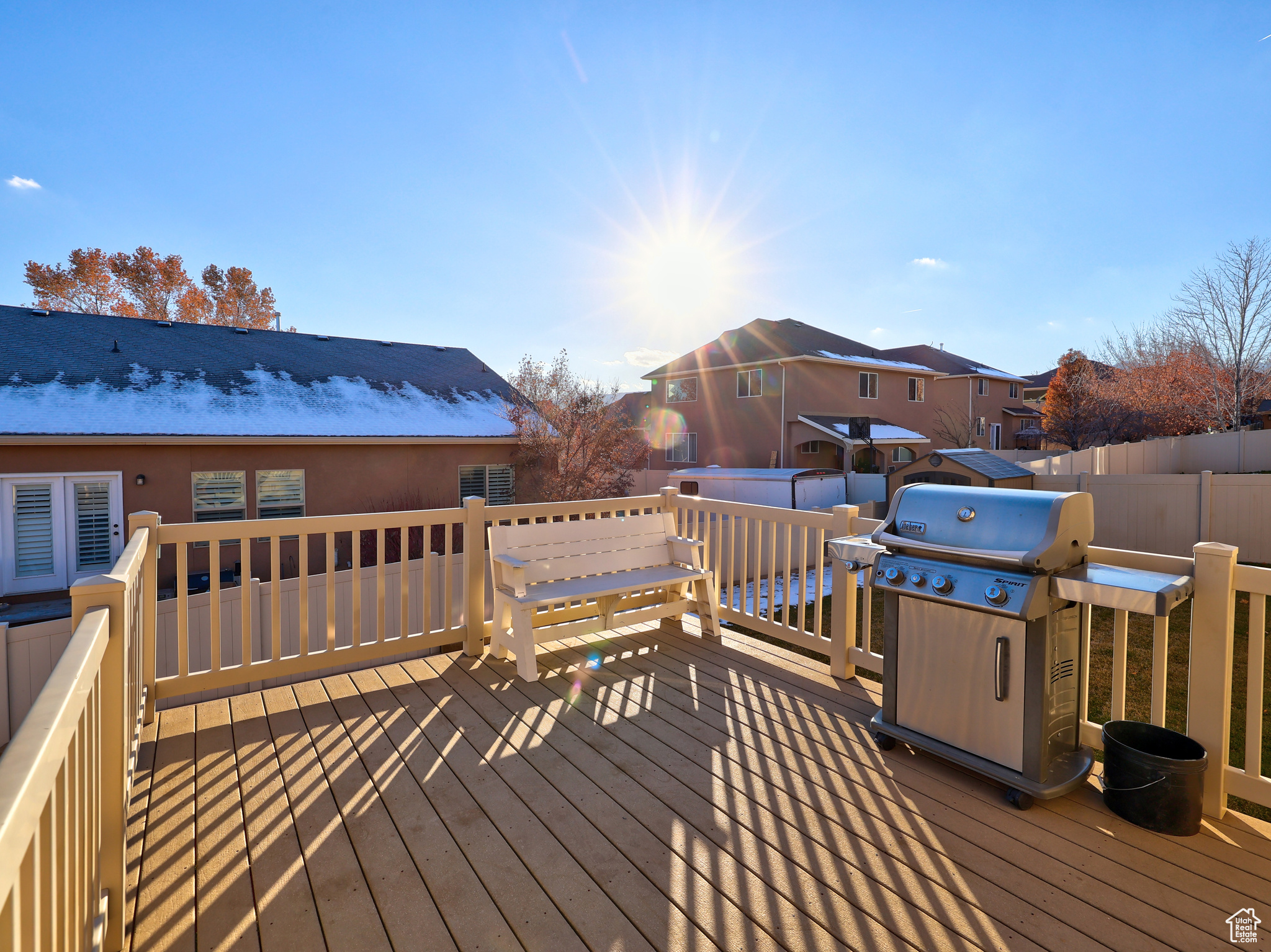 Wooden deck with area for grilling