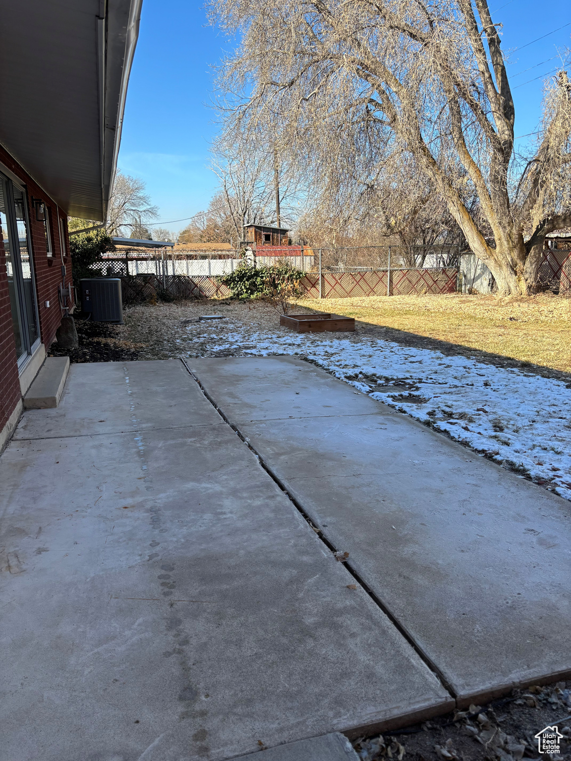 View of patio featuring central air condition unit