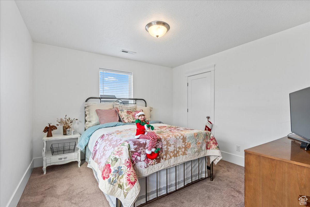 Bedroom with carpet floors